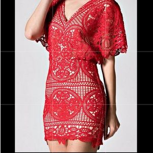 Soibleu Scarlet Lace Mini Dress
